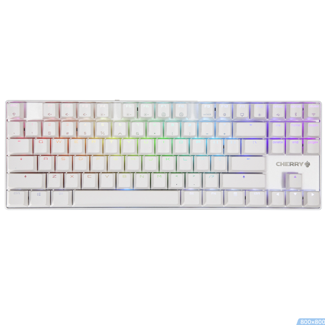 樱桃 MX8.2TKL 87键 三模机械键盘 白色 红轴 RGB