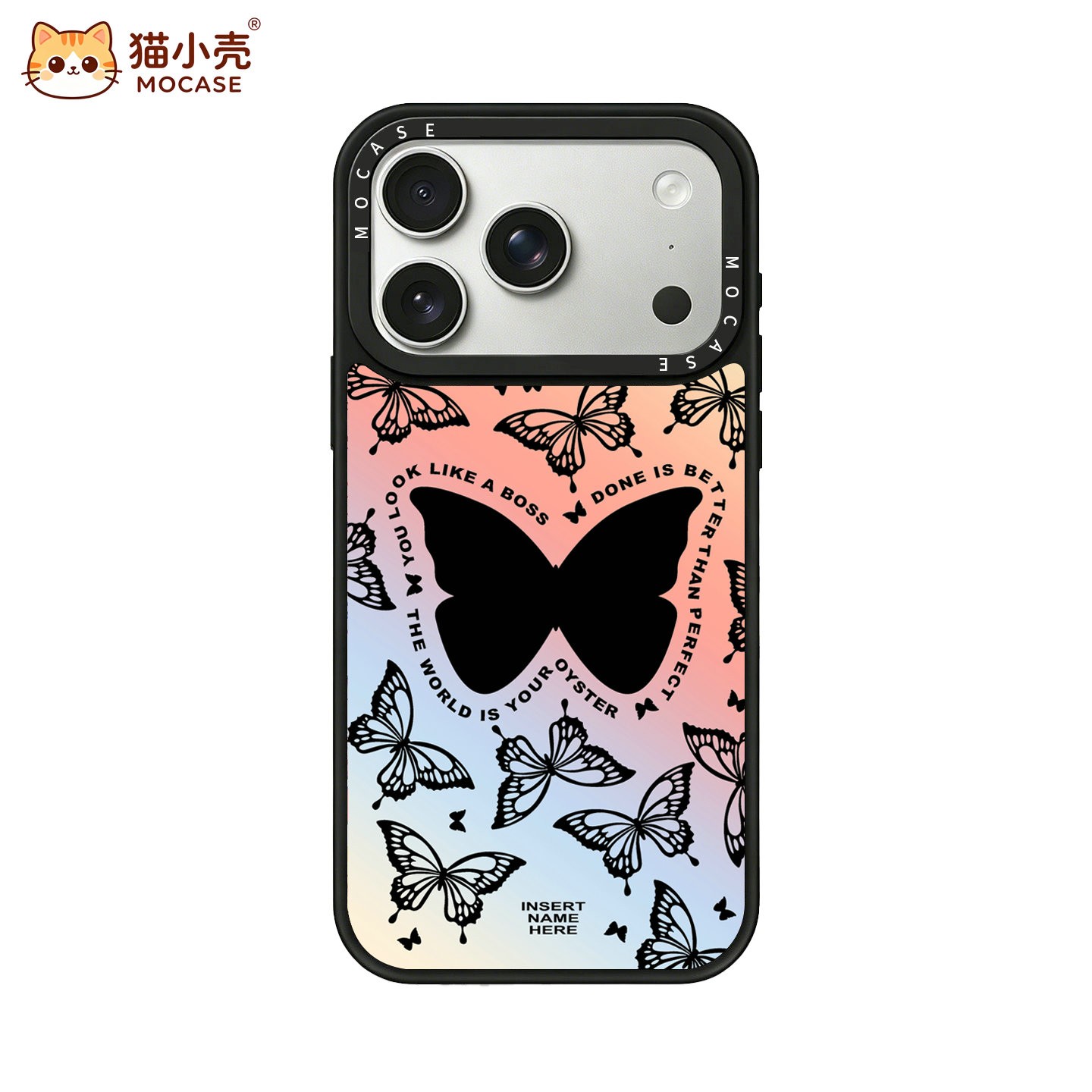 猫小壳 潮牌镜面适用iPhone17Promax手机壳16苹果15Pro保护壳14蝴蝶13网红12华为mate70防摔P90新款pura80p60p504030