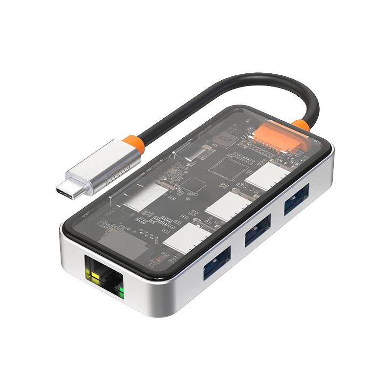 Gopala Typec扩展器macbook拓展坞透明赛博4K60hz高清投屏适用苹果iPad笔记本电脑千兆网口USB转换器转接头hdmi雷电4