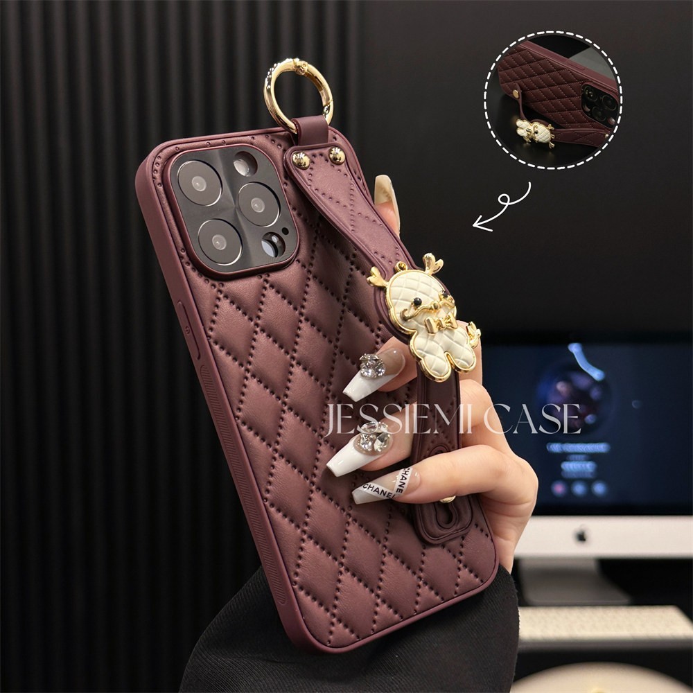 适用苹果16promax手机壳女款小香风iPhone15便携腕带14全包防摔