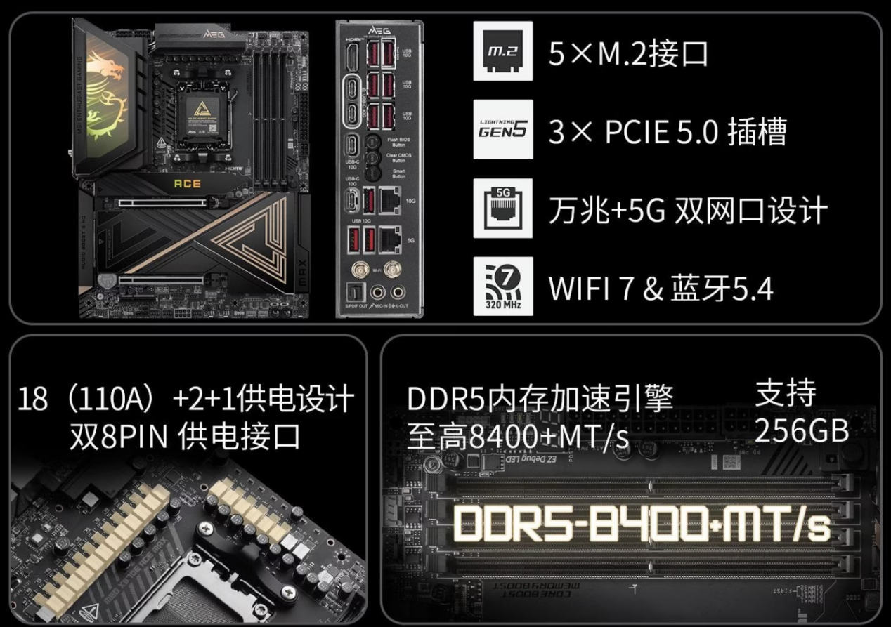 微星MAG X870E ACE MAX战神主板首发,定义AM5平台新标杆