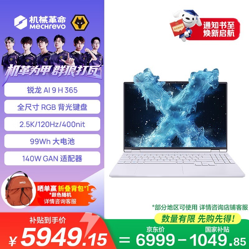 机械革命 无界15X Pro 暴风雪(锐龙 AI 9 H 365/32GB/1TB)