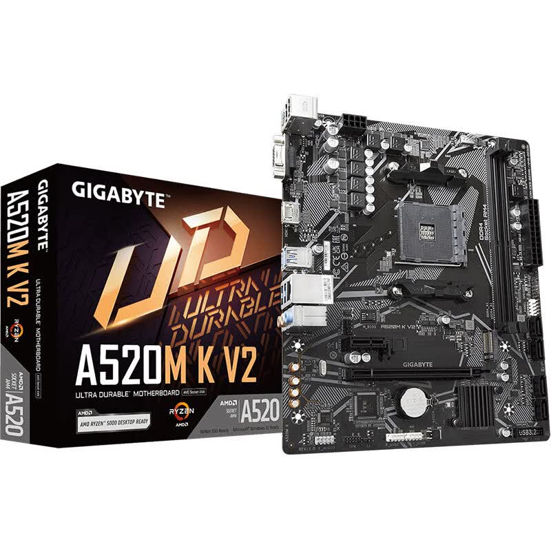 技嘉(GIGABYTE)A520M K V2主板支持CPU 5600G57005800 3600 AMD A520 Socket AM4