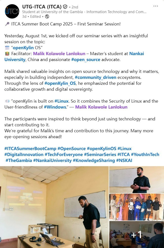 µ±Linux´´Ê¼ÈËÓö¼û·ÇÖÞ¹¤³Ìʦ£ºopenKylinµÄ¿ç¹ú¿ªÔ´ÈÕ¼Ç