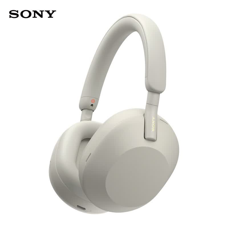 索尼(SONY)WH-1000XM5 头戴式无线降噪耳机 AI智能降噪 铂金银 618 苹果耳机