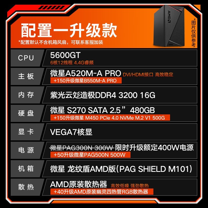 微星台式主机多芯可选,到手仅2299元