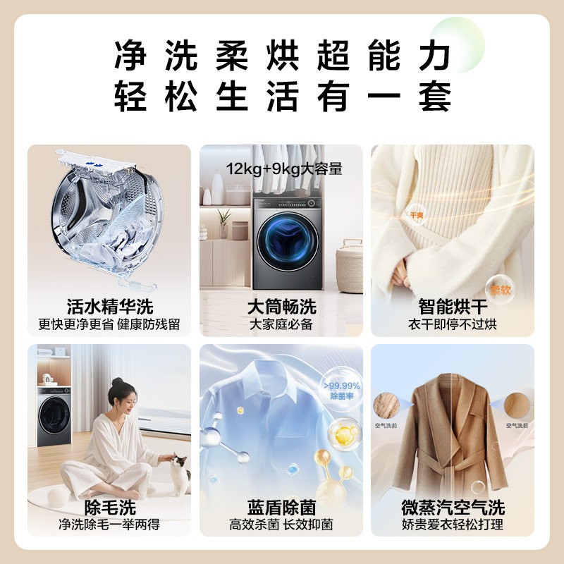 海尔 滚筒洗衣机12公斤家用全自动大容量除菌洗烘659 fc