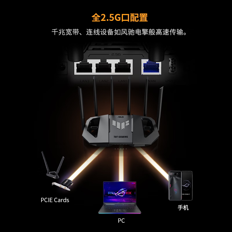 华硕 TUF小旋风Pro BE6500电竞路由器无线千兆mesh组网WIFI7路由器全2.5g