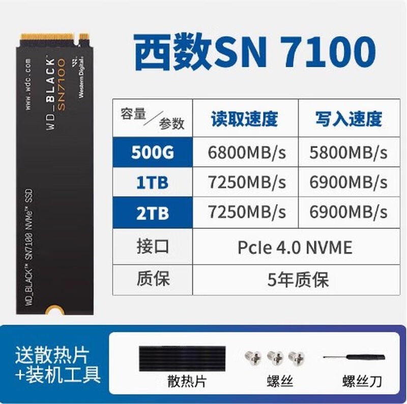 SN7100ϵ2TB SSD PCIe4ٹ̬ӲŻݼ1254Ԫ