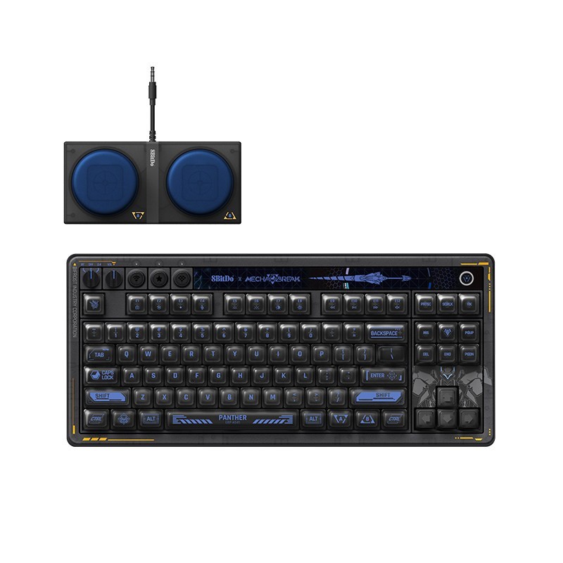 八位堂 Retro87机械键盘解限机黑豹联名版三模RGB灯效机甲游戏元素