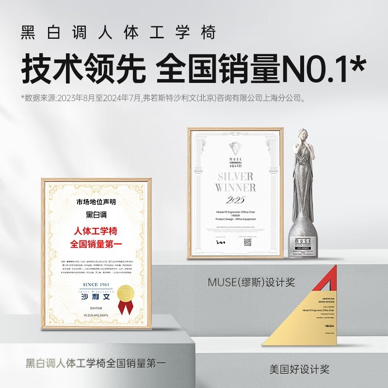 黑白调P2Pro+人体工学椅霜白款钜惠