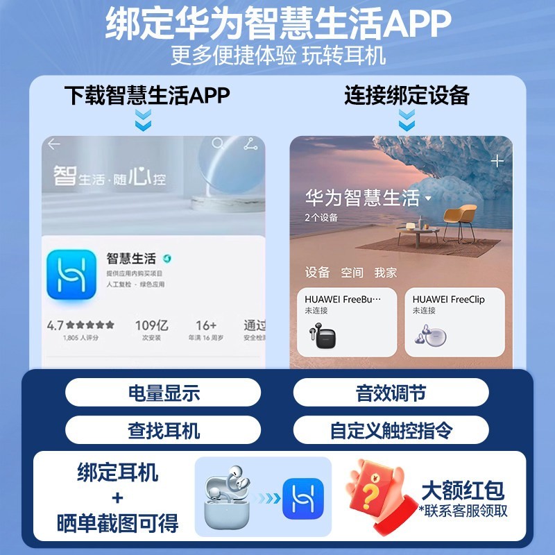 华为 耳机Free Clip 2二代无线蓝牙耳机C型桥耳夹式2025年开放式