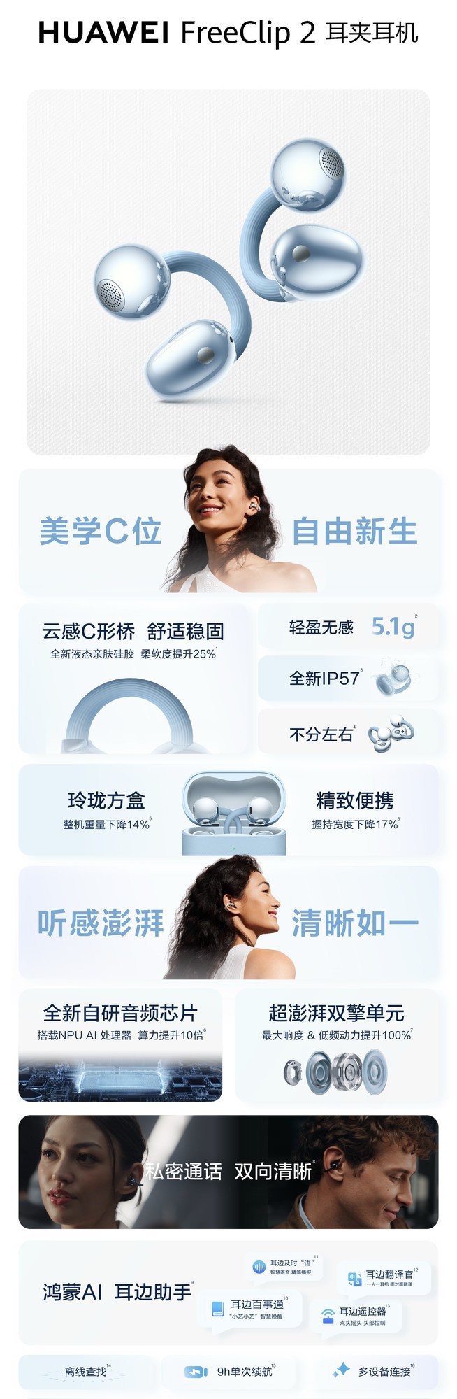 1299元!华为 FreeClip 2 耳夹耳机发布,诠释美学C位