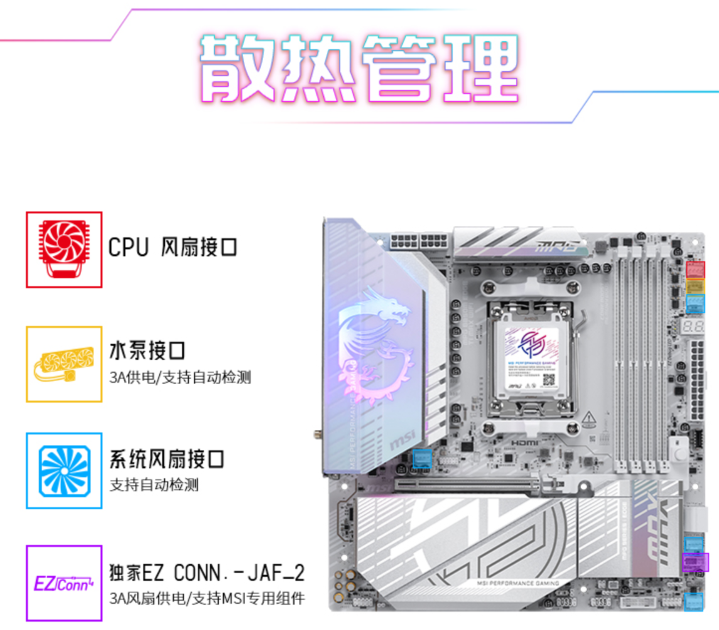 微星MPG B850M EDGE TI MAX WIFI主板上市:银白刀锋,性能与颜值兼具