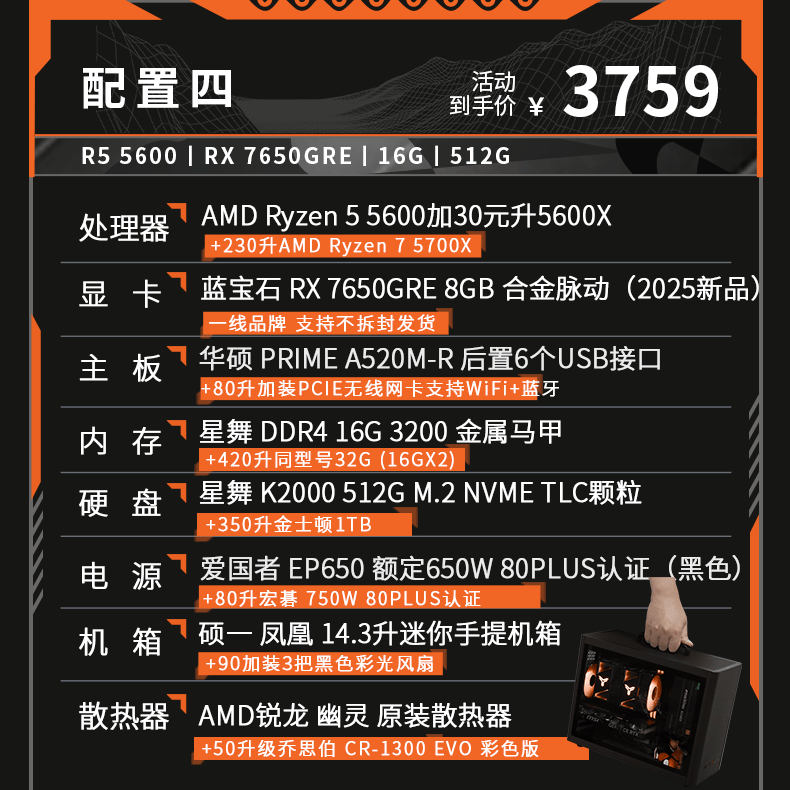 AMD迷你主机ITX整机,到手仅3698元