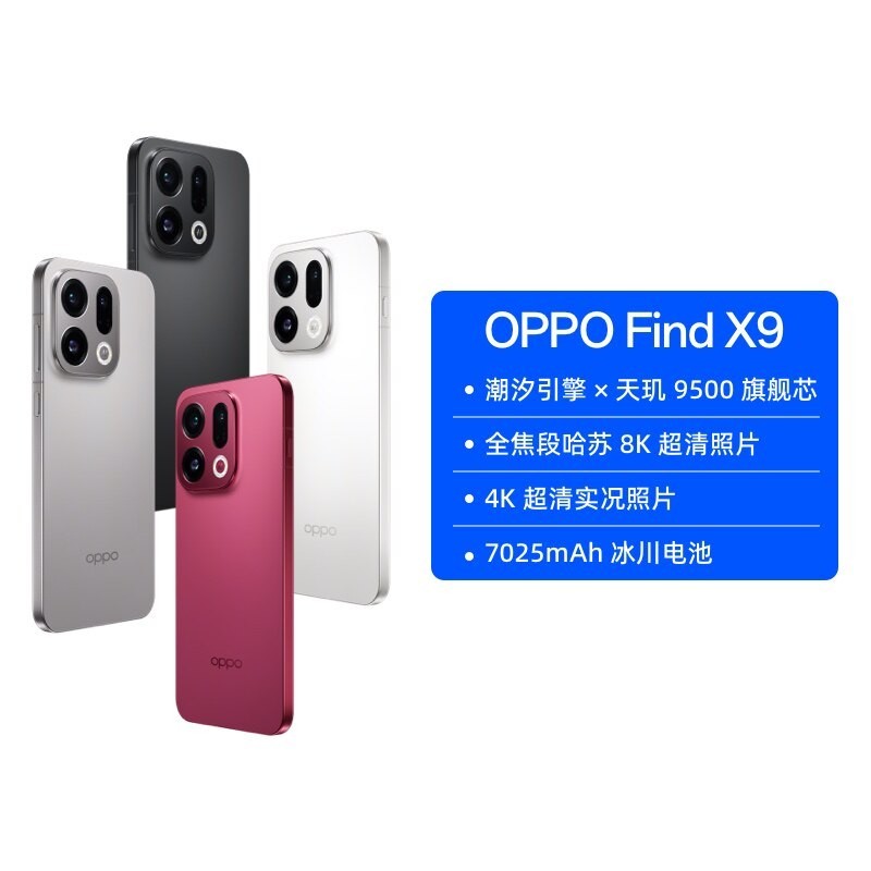 国家补贴：OPPO Find X9 旗舰手机 4K 超清实况照片 7025mAh 冰川电池 丹霞色彩还原镜头
