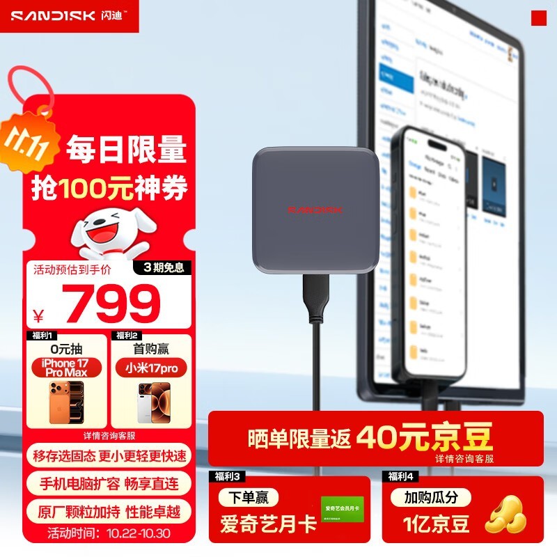 闪迪 ELE? 小巧便携 移动固态硬盘