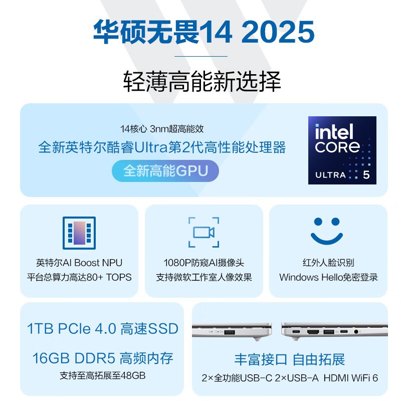 华硕无畏14轻薄本限时特惠3660元