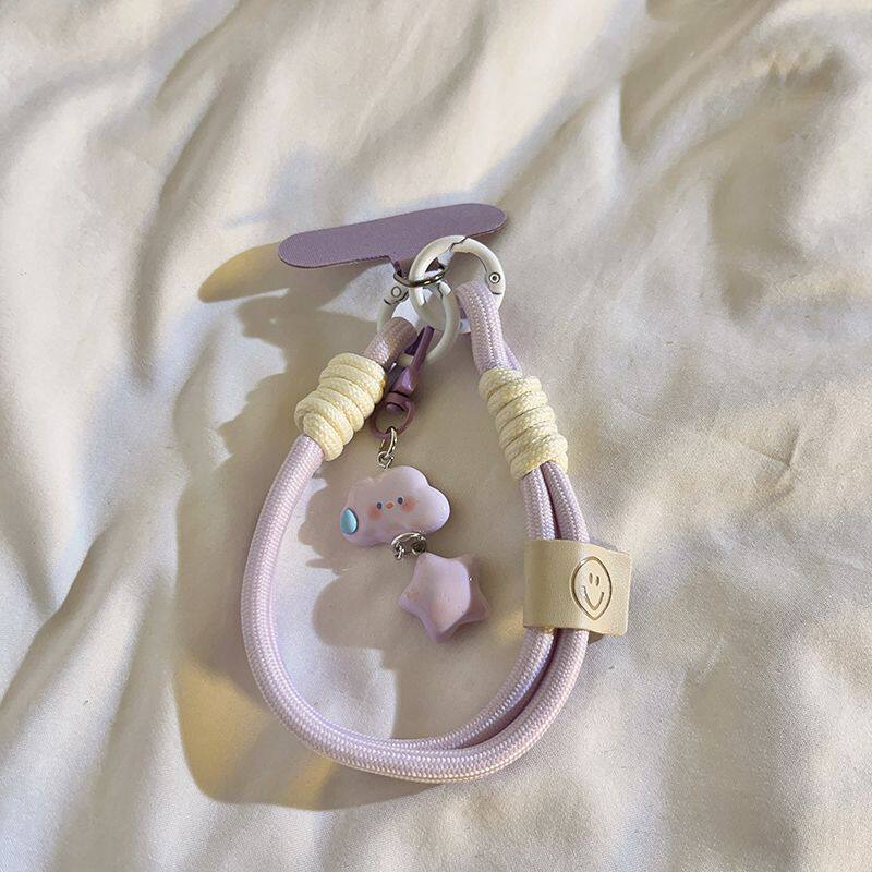 牧佳人 趣味手机挂链手机链挂饰品妹挂坠手腕绳卡通背包蓝色无语云朵