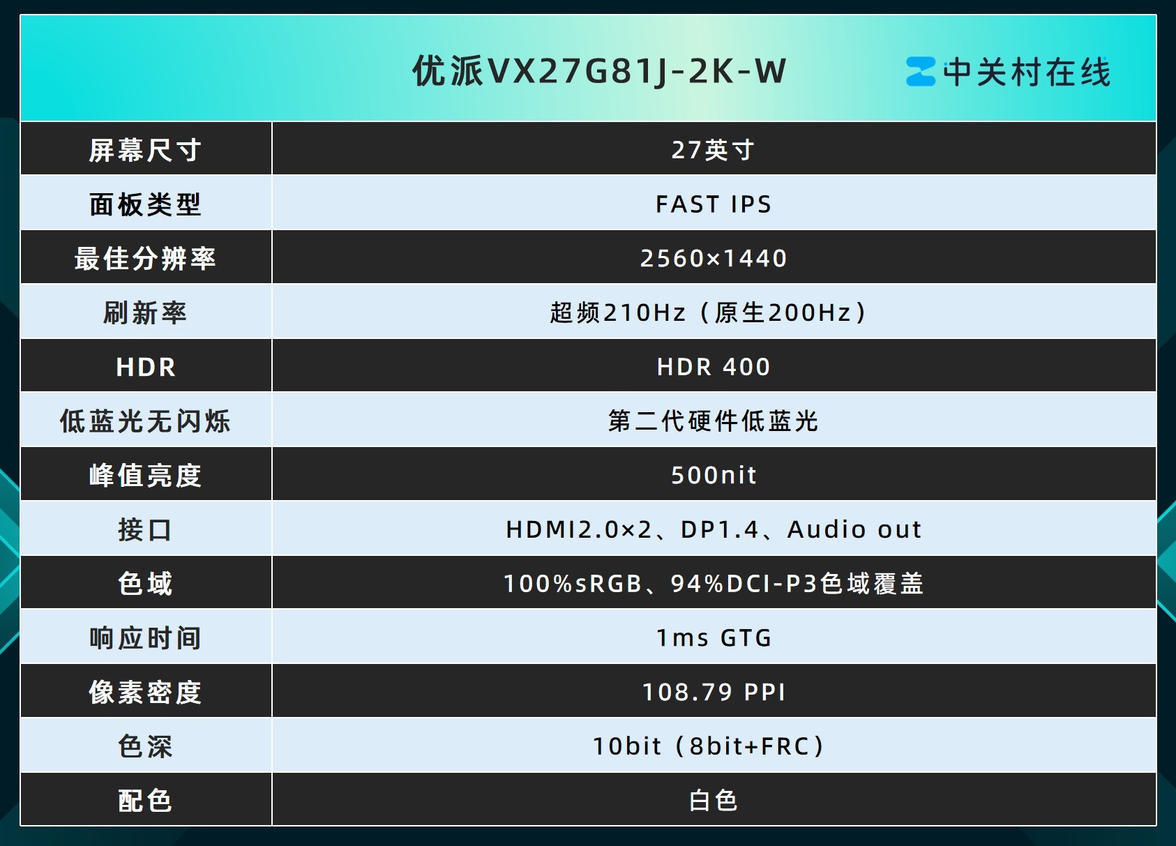 优派VX27G81J-2K-W显示器评测:主流价位纯白显示器理想之选