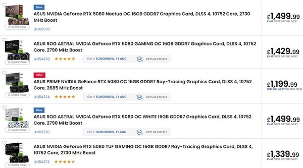 ˶èͷӥƳ¾RTX 5080Կۼ۴¸