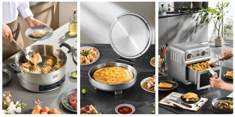 中国家用电饼铛“健康起点”!利仁中国家用不锈钢产品携0涂层设计问世