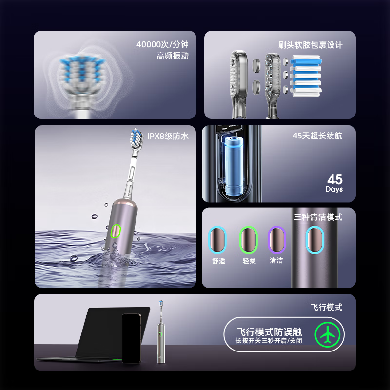 博皓LS-1情侣电动牙刷67.1元