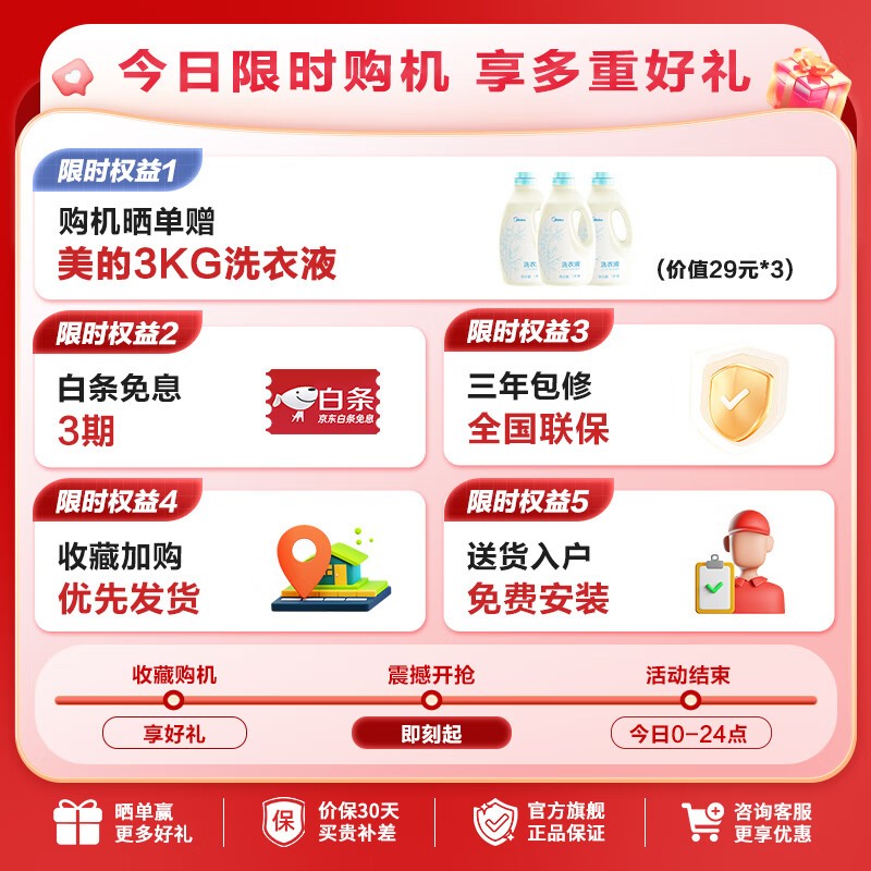 美的12公斤波轮洗衣机,到手仅721元