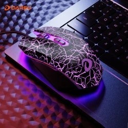 达尔优 牧马人EM915 G60 有线鼠标 6000DPI 黑色裂纹