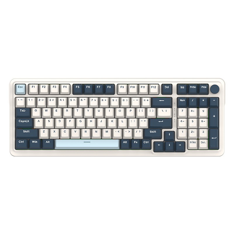 红龙 KS99 98键 2.4G蓝牙 多模无线机械键盘 蓝白 龙舞轴 RGB