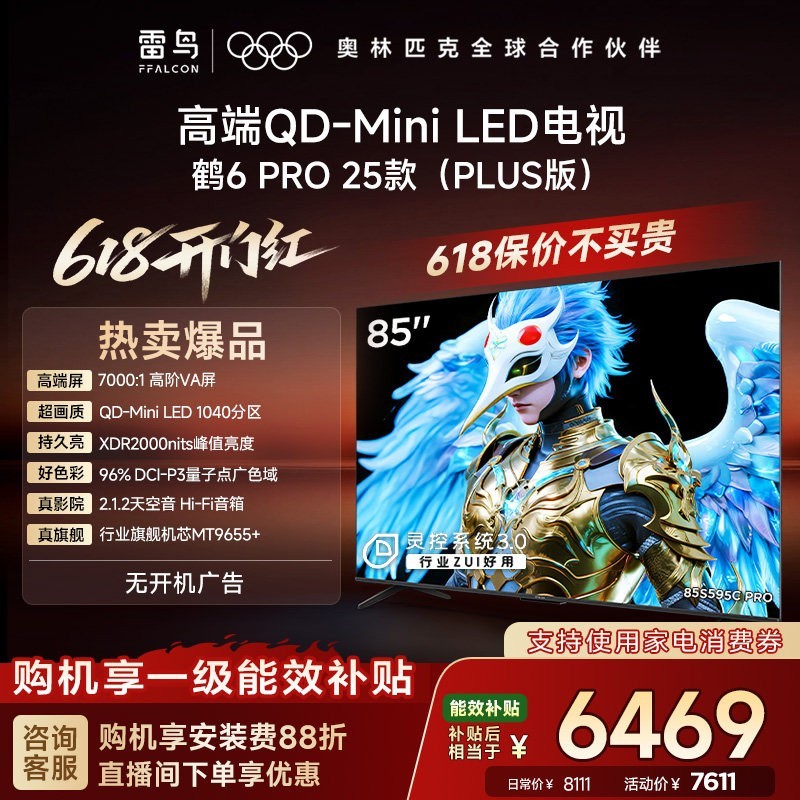 雷鸟 鹤6 Pro系列 25款 85S595C Pro 液晶电视 85英寸 4K