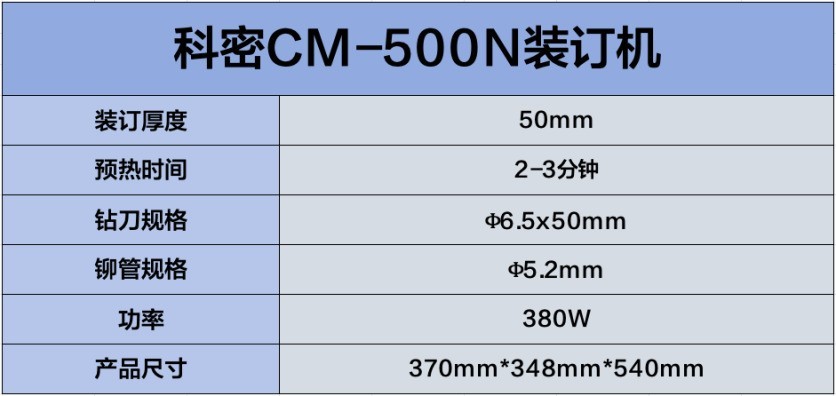 500页轻松装订 科密CM-500N装订机让效率大幅提升