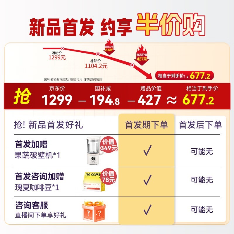 飞利浦morgen咖啡机791元抢