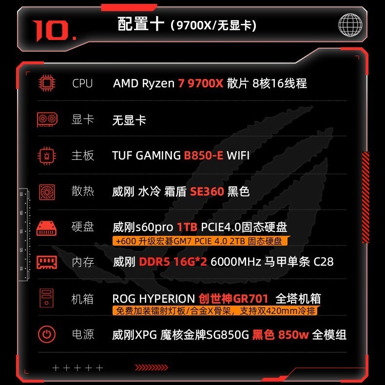 ROG台式DIY水冷电脑立减6400元!