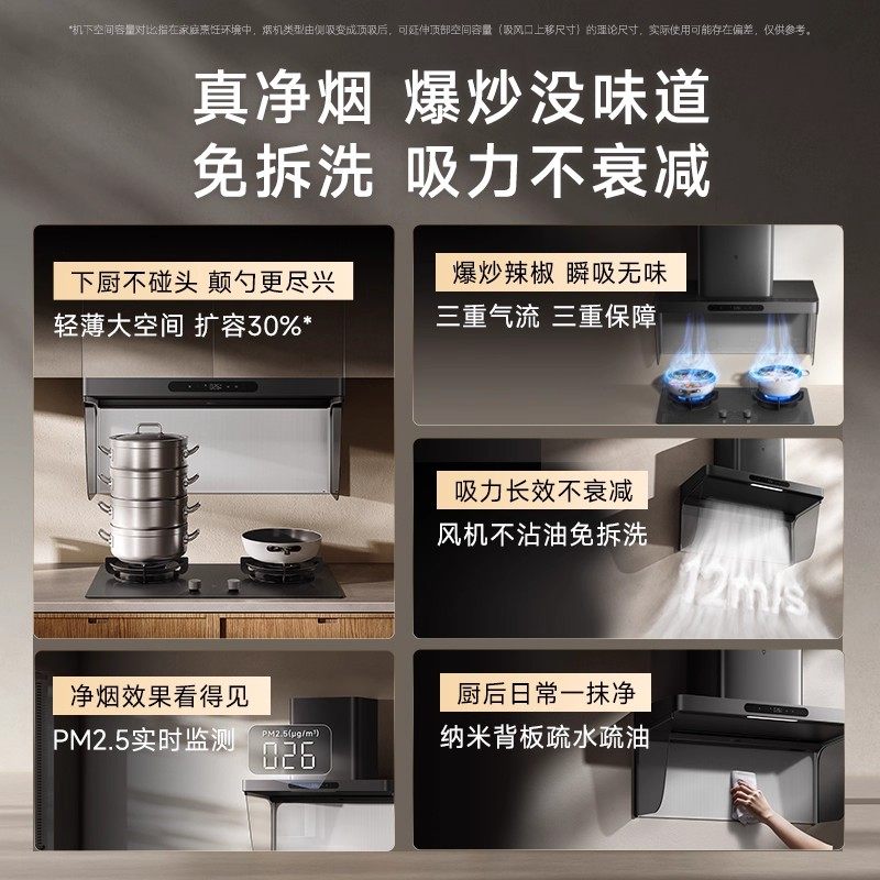 米家 小米官方米家智能净烟机S20欧式顶吸油烟机家用厨房燃气灶具套装