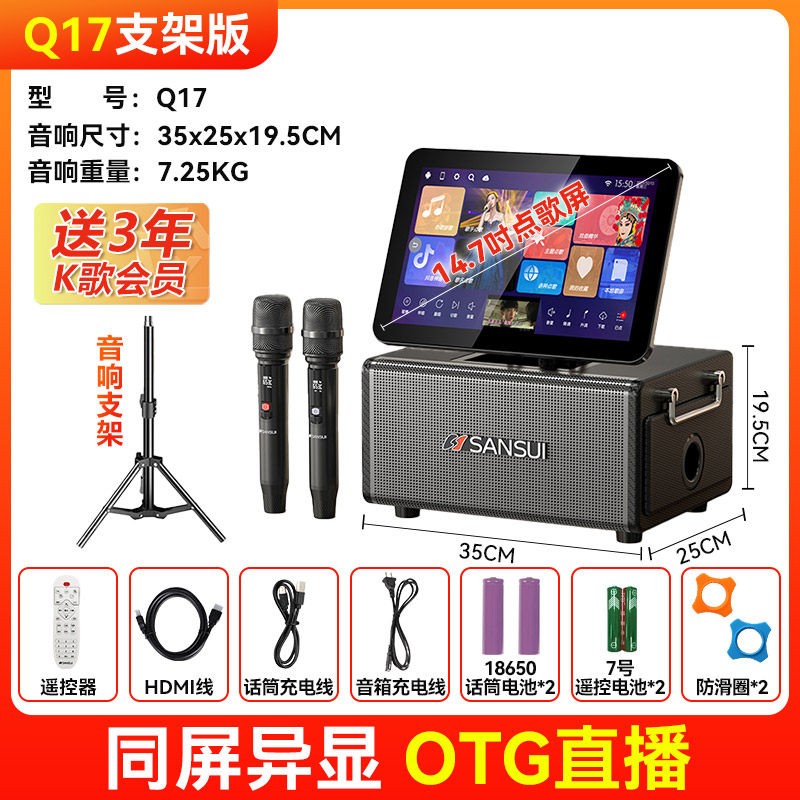 山水 Q17音响带功放一体机K歌广场舞音箱卡拉0k带KTV显示官方旗舰
