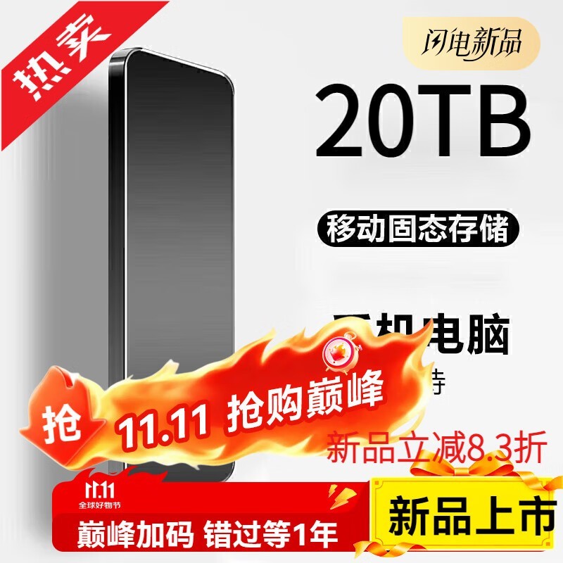 闪迪20TB墨羽黑固态硬盘,260元速抢