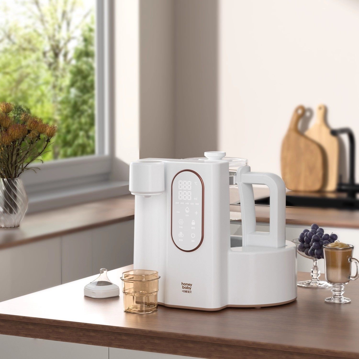 Honey baby 政府补贴15％ 哈妮宝贝恒温全玻璃热水壶婴儿泡奶机自动智能定量出水家用调奶器