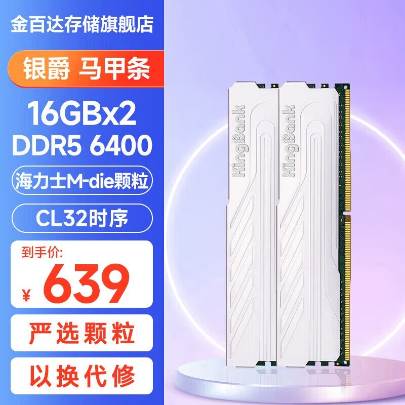 金百达 海力士M-die颗粒 DDR5 4800 8G内存