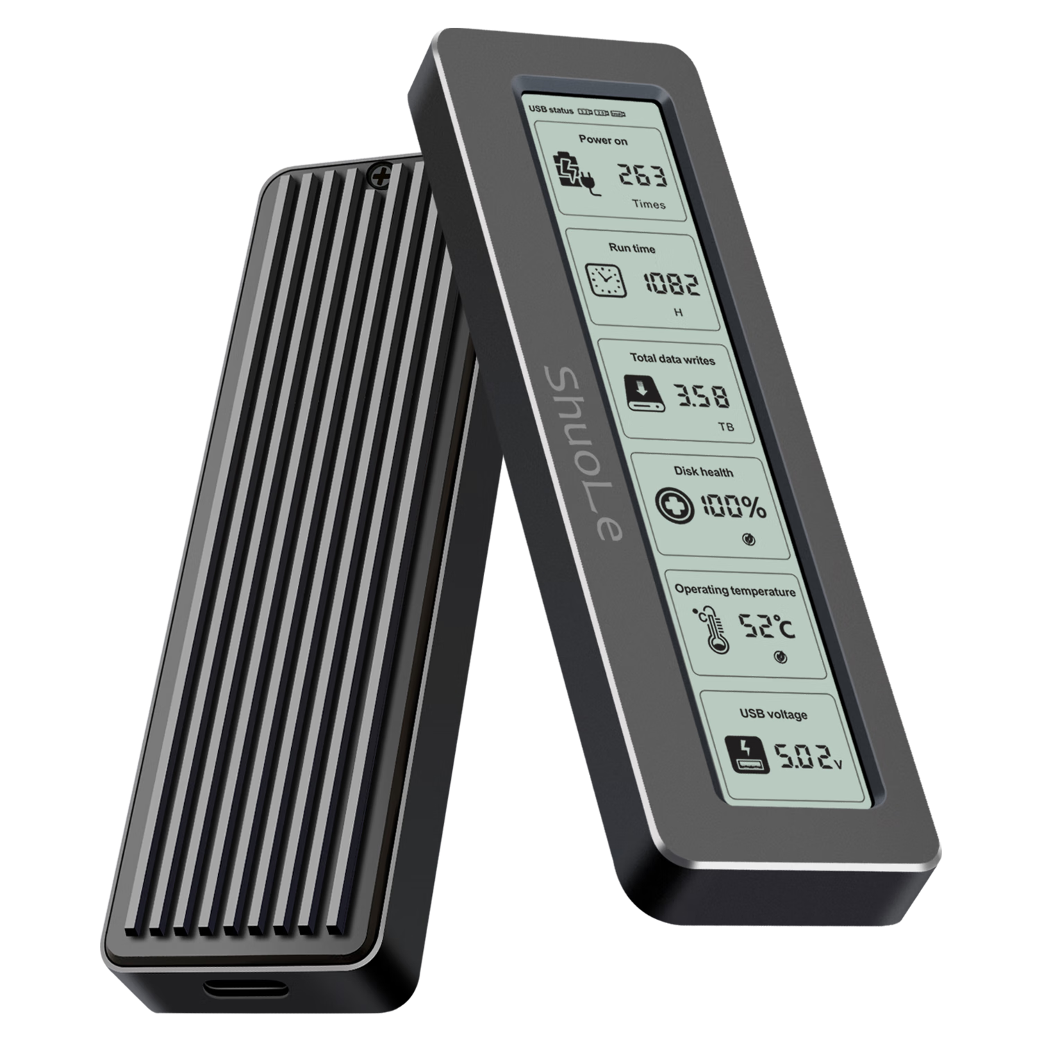 硕乐 数显m.2固态金属硬盘盒nvme转typec外接M2移动通用ssd笔记本