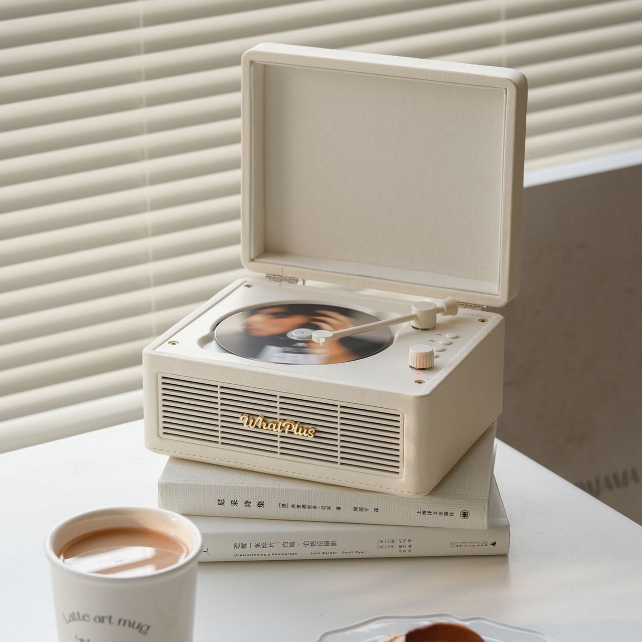 WhatPlus 问加WhatPlusC300CD机蓝牙音响播放器复古留声机一体播放器