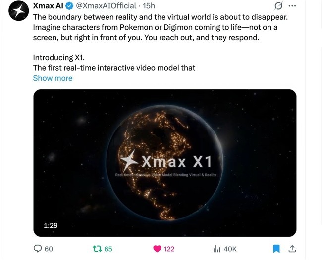 打破次元，Xmax AI发布首个虚实融合实时交互视频模型