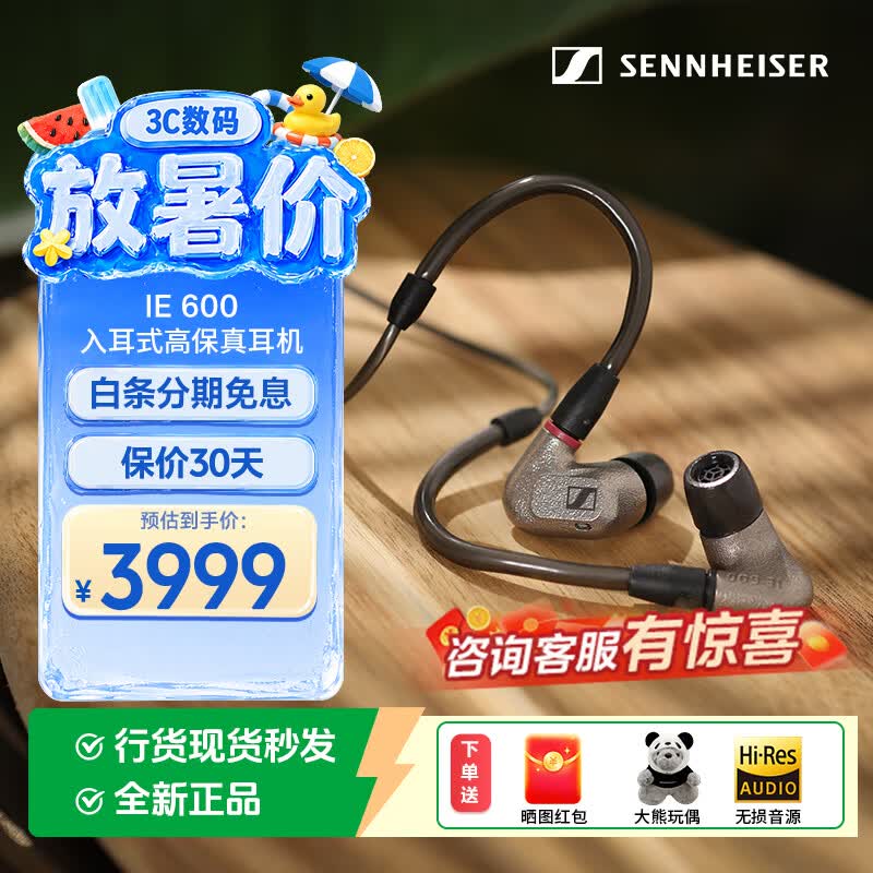 森海塞尔(Sennheiser)IE 900/IE 600 入耳式旗舰级有线耳机 高保真HIFI音乐耳机 IE 600
