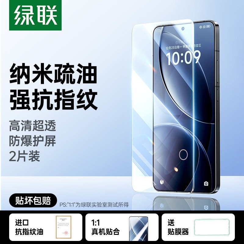 绿联 红米K100 ProMax 防爆高清纳米钢化膜 2片