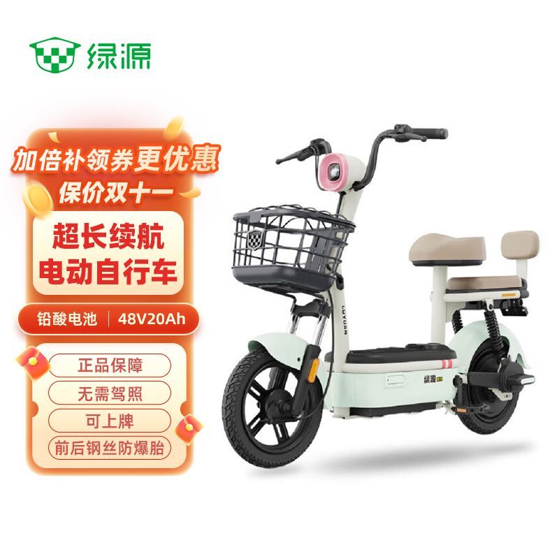 绿源 乐骑 09FBY 电动自行车 48V20Ah 铅酸代步车