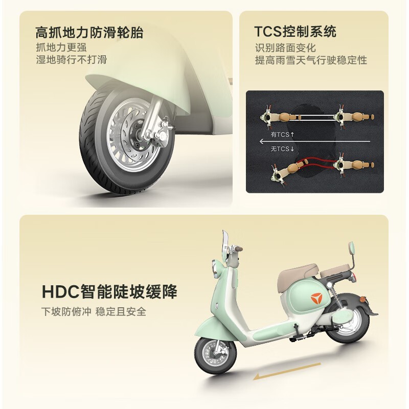 雅迪冠能Q50-D电动车新国标上市,续航强劲,京东专享价3699元