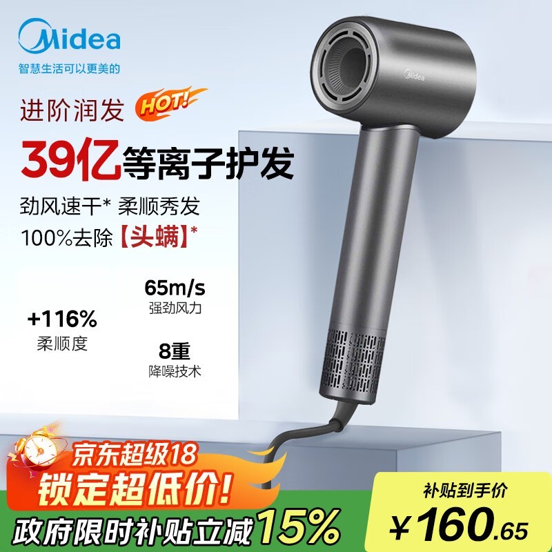 美的 FG208 电吹风优惠购,低至 106.83 元