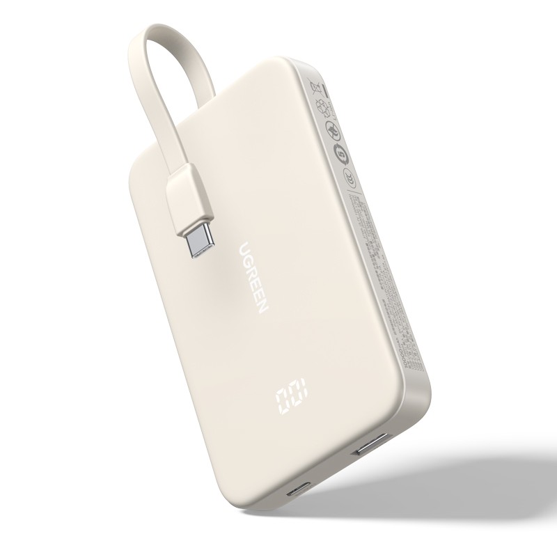 绿联 充电宝自带线10000毫安超薄小巧便携20000移动电源苹果15iPhone华为小米手机