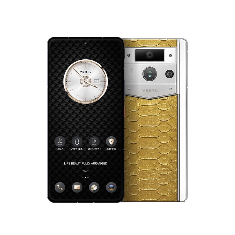 VERTU 全面屏双模型三系统加密AI智能 商务5G手机 蛇皮礼盒  白陶银色-皓月白小牛皮 12GB+1TB