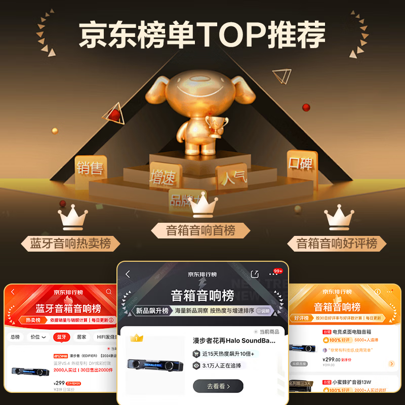 漫步者花再Halo音响直降80,仅269!